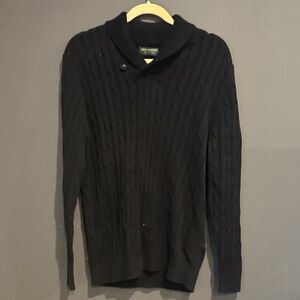 Elegant Black Turtleneck Sweater for Men